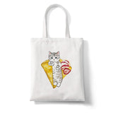 Cartoon Cat Anime Canvas Shopper Bag Large Capacity Shoulder Handbag