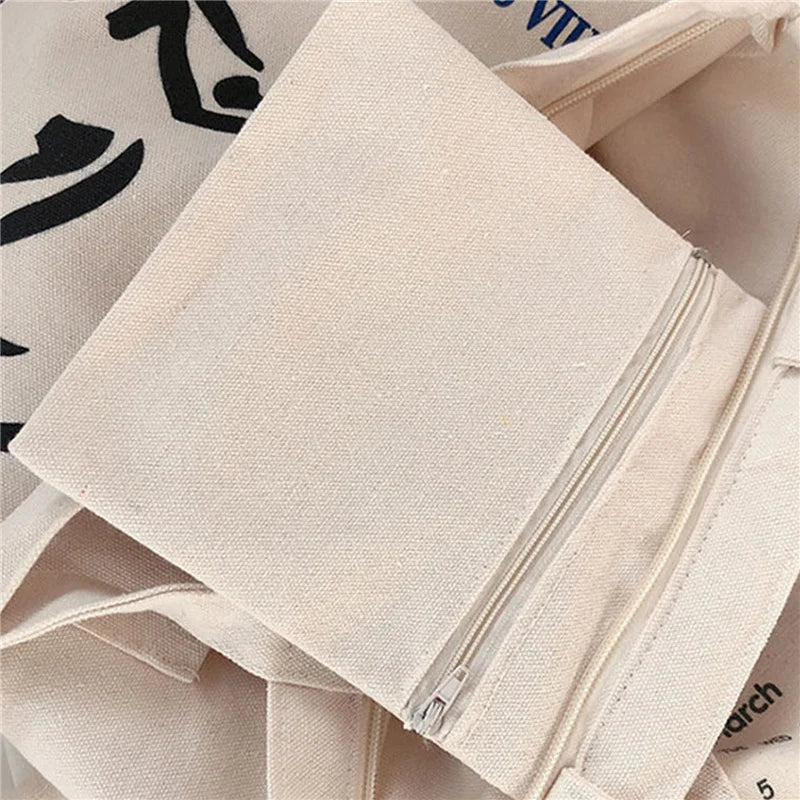 Casual Shoulder Bag, Female Head Print Handbag Tote - White