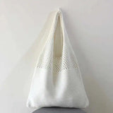 Women Knitted Shoulder Bag Hollow Out Top High Capacity Shopping