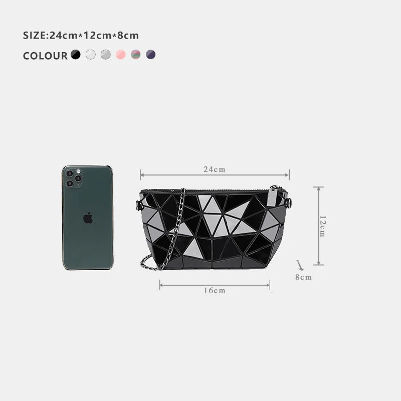 Women Chain Shoulder Bag Luminous Geometric Messenger Bags