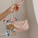 Cartoon Printed Shoulder Bag Lightweight Clutch with Scarf