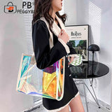 Women Clear TOTES Waterproof Transparent Handbags Large Shopper Shoulder Bag