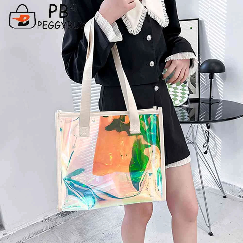 Women Clear TOTES Waterproof Transparent Handbags Large Shopper Shoulder Bag