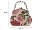 Vintage Flower Embroidery Linen Evening Bag Wedding Party Ladies Clutch