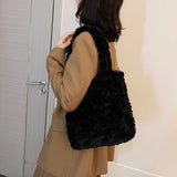 Women Clutch Handbags Retro Shoulder Bags Plush Purse Ladies Travel Shopping