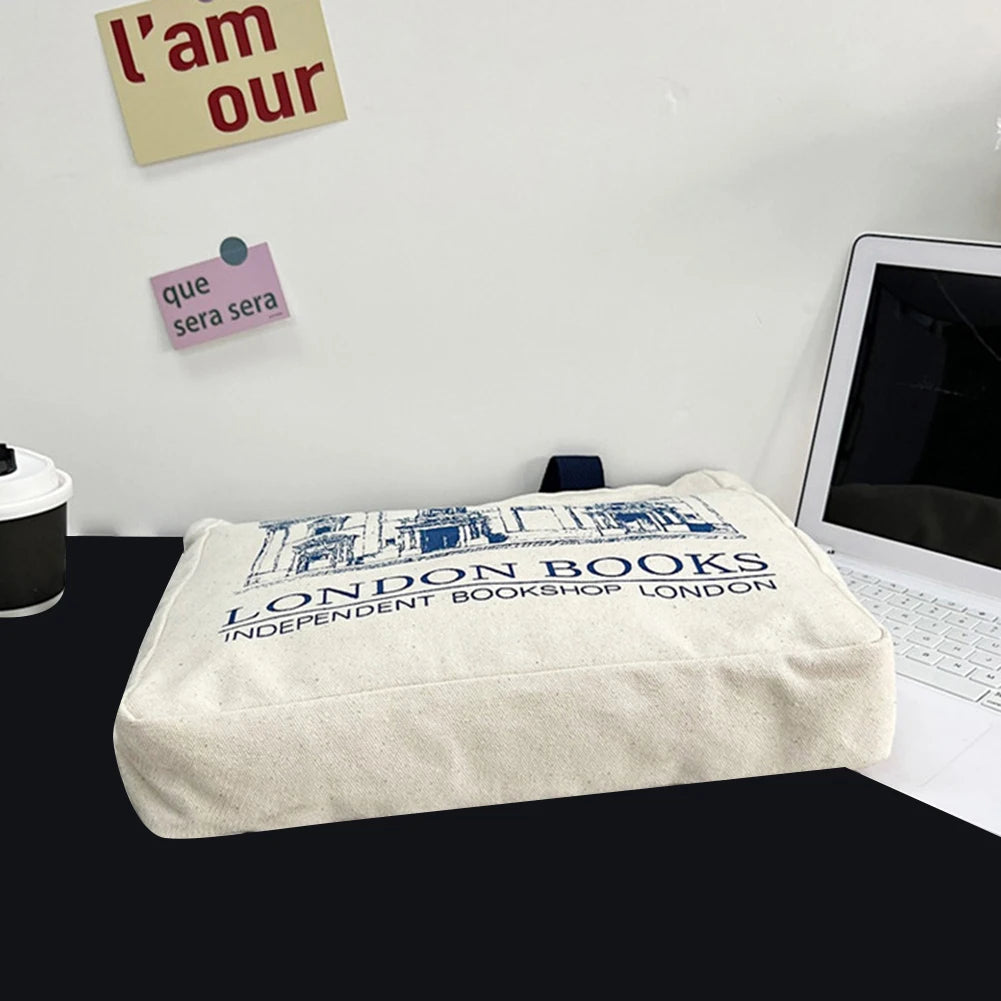 London Bookshop Print Canvas Women Clutch Purse Large Capacity