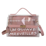 Women Transparent Handbag Letters Printed Shoulder Bag
