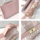 Women Transparent Handbag Letters Printed Shoulder Bag