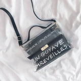 Women Transparent Handbag Letters Printed Shoulder Bag