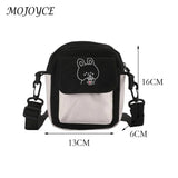 Cartoon Print Canvas Crossbody Bag Mini Handbag Flap Purse