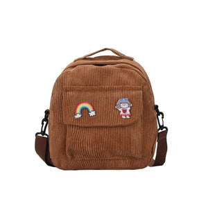 Women Corduroy Backpack Convertible Daypack Shoulder Bags