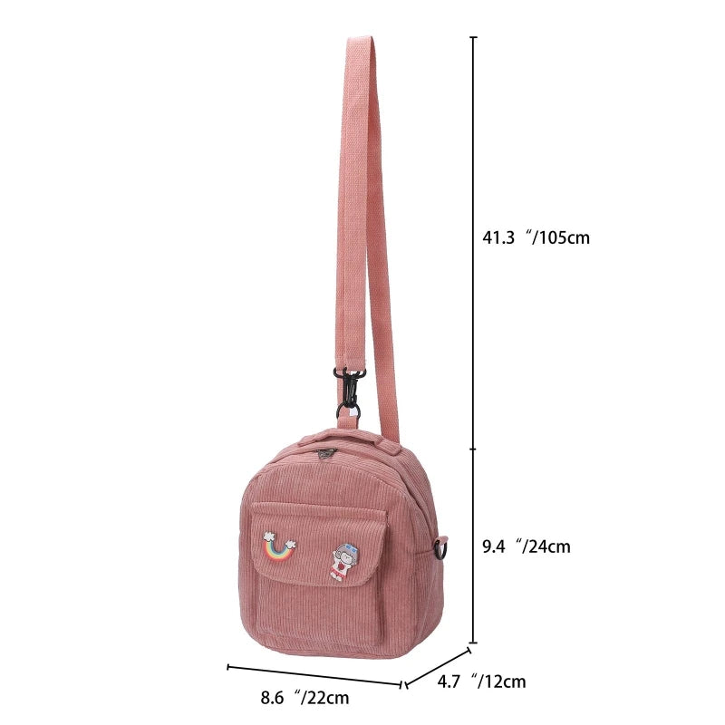 Women Corduroy Backpack Convertible Daypack Shoulder Bags
