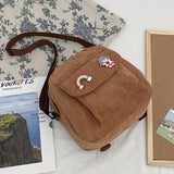 Women Corduroy Backpack Convertible Daypack Shoulder Bags