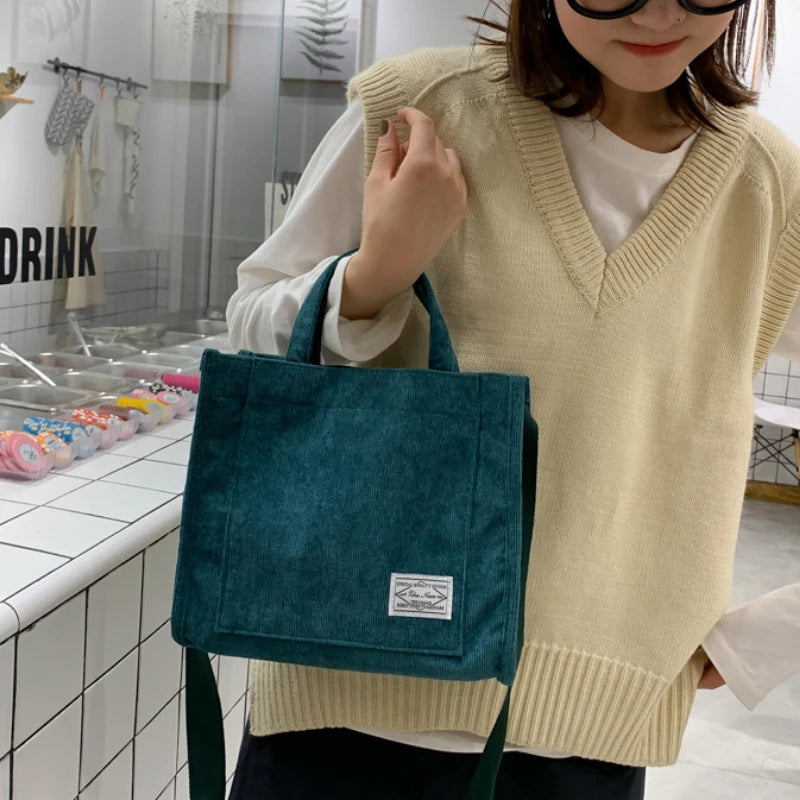 Casual Corduroy Shoulder Bag for Women