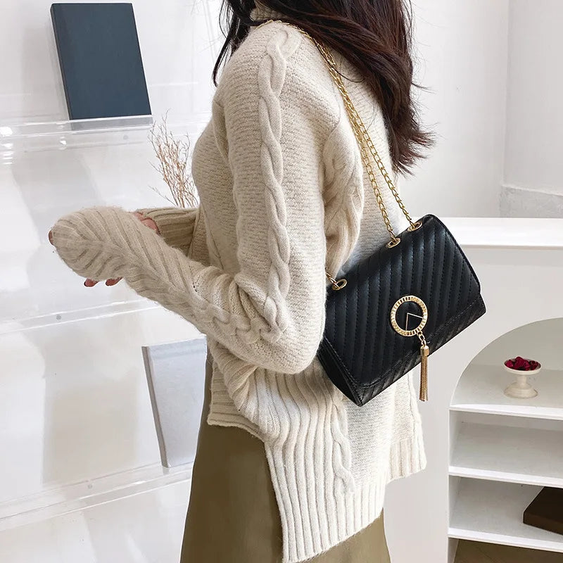 Women Crossbody Bag Sequined Tassel Small Bag and Purse Embroidery Handbag