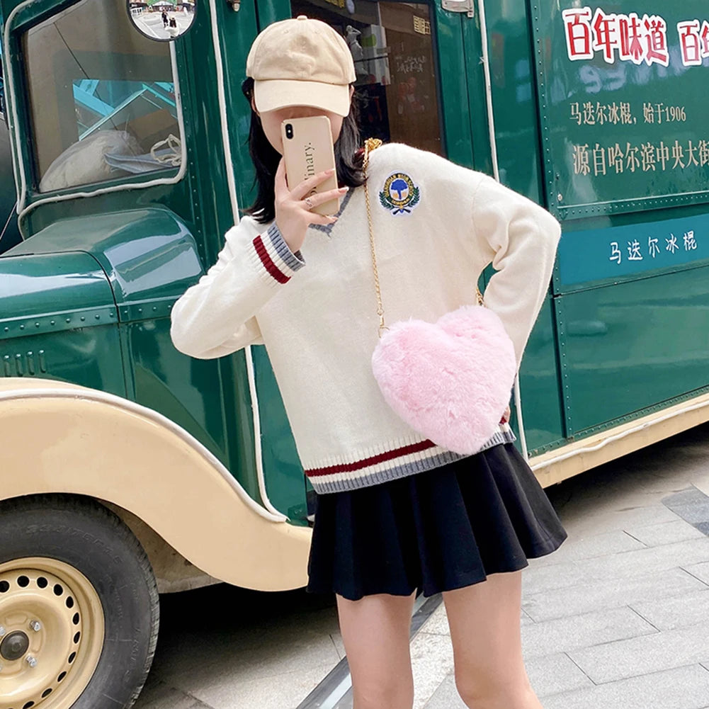 Cartoon Heart Shape Crossbody Bag for Shopping