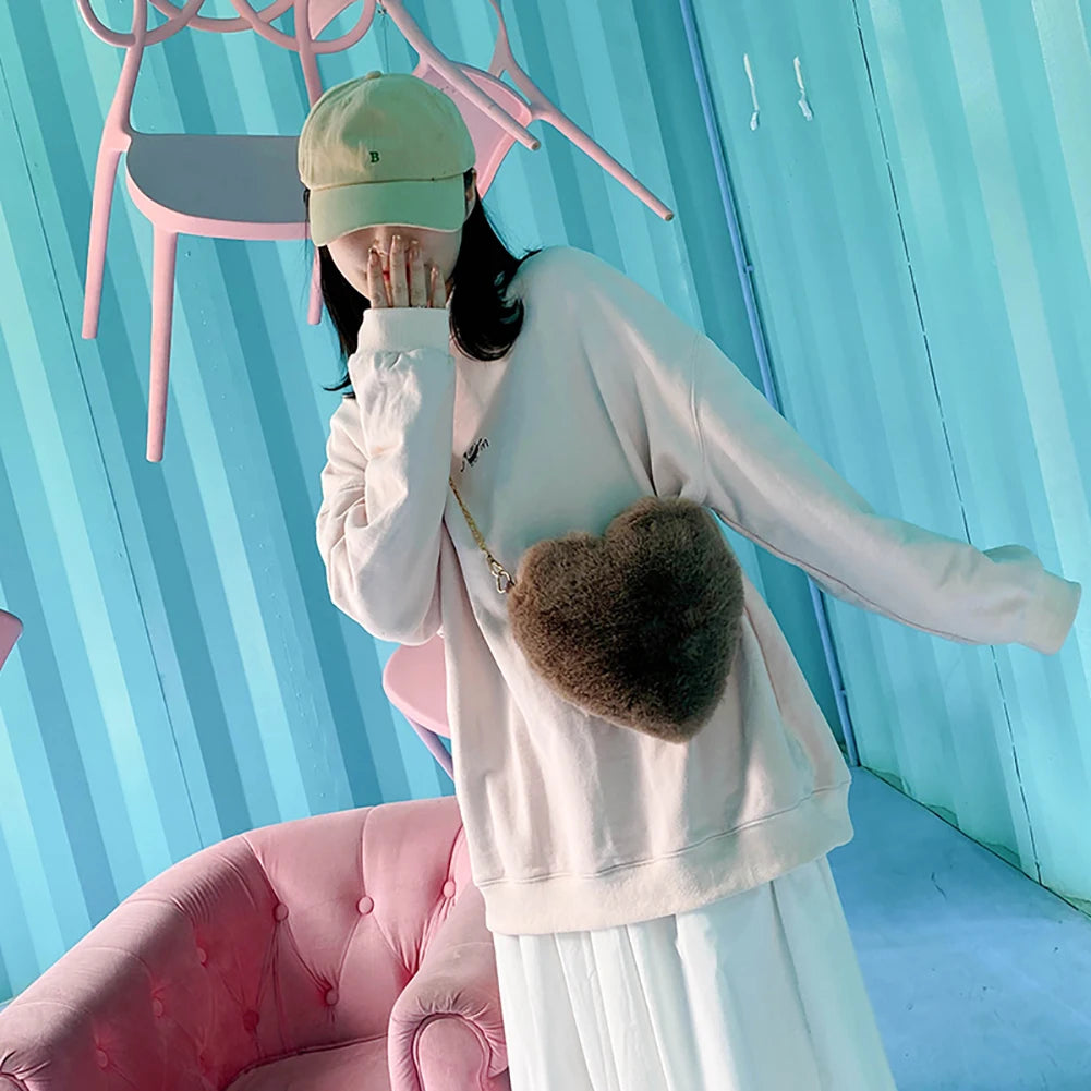 Cartoon Heart Shape Crossbody Bag for Shopping