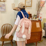 Cartoon Rabbit Backpack Purse for Teen Girls Waterproof Rucksack
