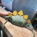 Women Dinosaur Shape Cross Body Bag Funny Girl PU Leather Handbag Lightweight