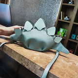 Women Dinosaur Shape Cross Body Bag Funny Girl PU Leather Handbag Lightweight