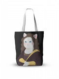 Cartoon Cat Print Tote Bag, Large Capacity Canvas Shopping Bag