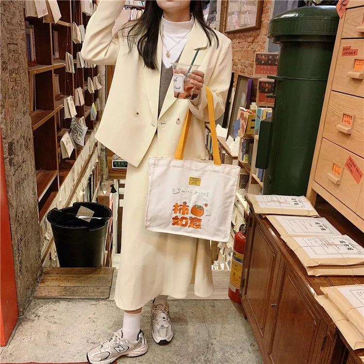 Women Embroidery Shoulder Bags Orange Letter Tote Shopping