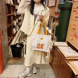 Women Embroidery Shoulder Bags Orange Letter Tote Shopping