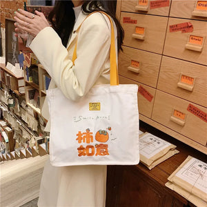 Women Embroidery Shoulder Bags Orange Letter Tote Shopping