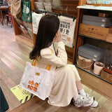Women Embroidery Shoulder Bags Orange Letter Tote Shopping