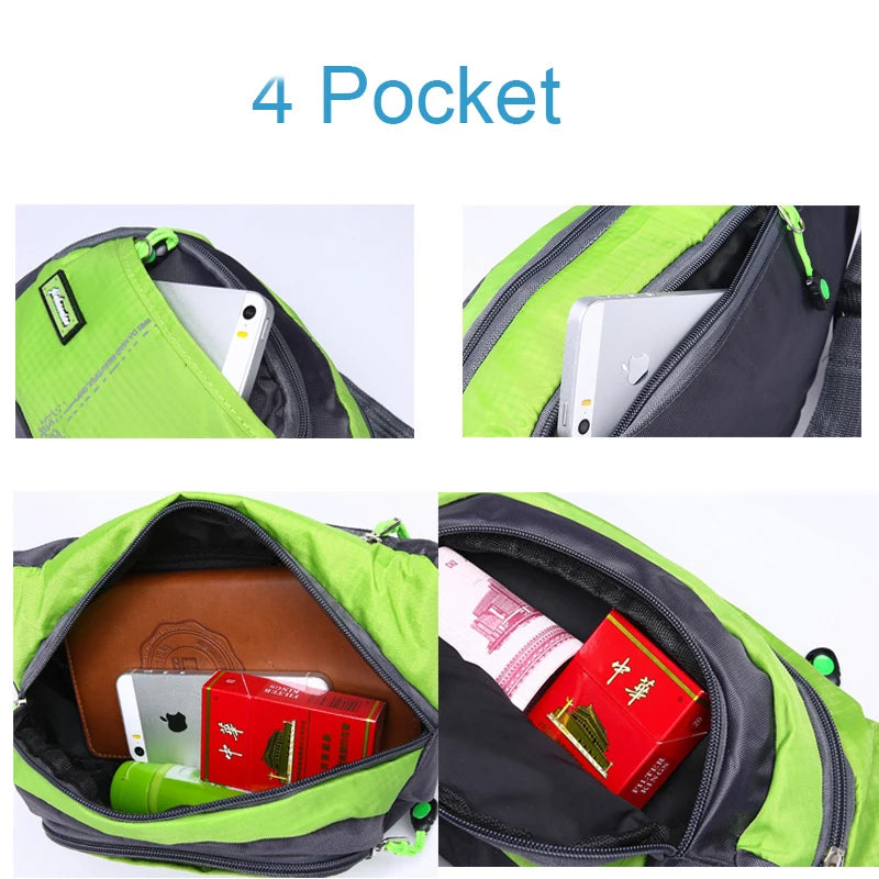 Durable Waist Bag with 4 Zipper Pockets for Travel