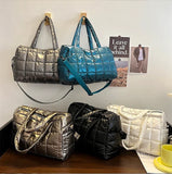 Women Bright Space Cotton Handbag Solid Shoulder Messenger Bag