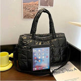 Women Bright Space Cotton Handbag Solid Shoulder Messenger Bag