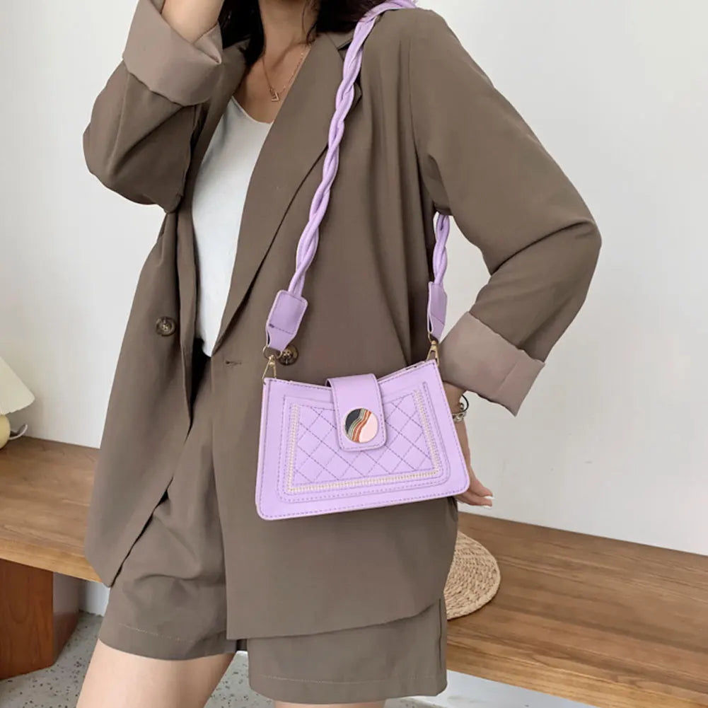 Women PU Leather Underarm Shoulder Bag Handbag Solid Crossbody Bag