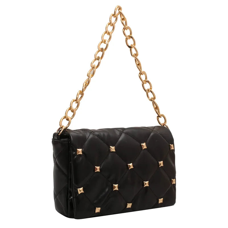 Rivet Handbag Pu Leather Chain Shoulder Bag