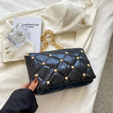 Rivet Handbag Pu Leather Chain Shoulder Bag
