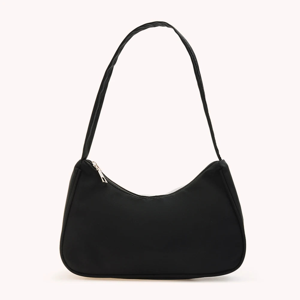 Women Solid Nylon Hobos Bag Ladies Zipper Underarm Bags