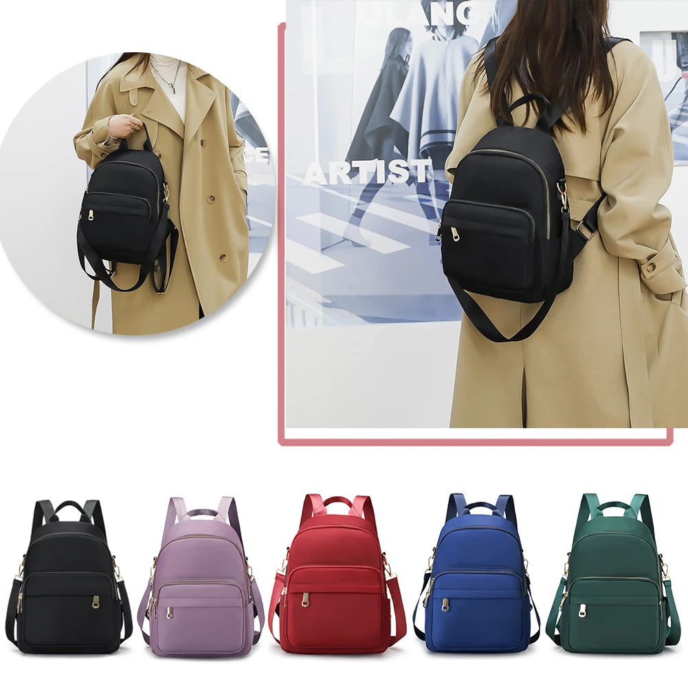 Women Large Capacity Nylon Shoulder Bag Zipper School Bag