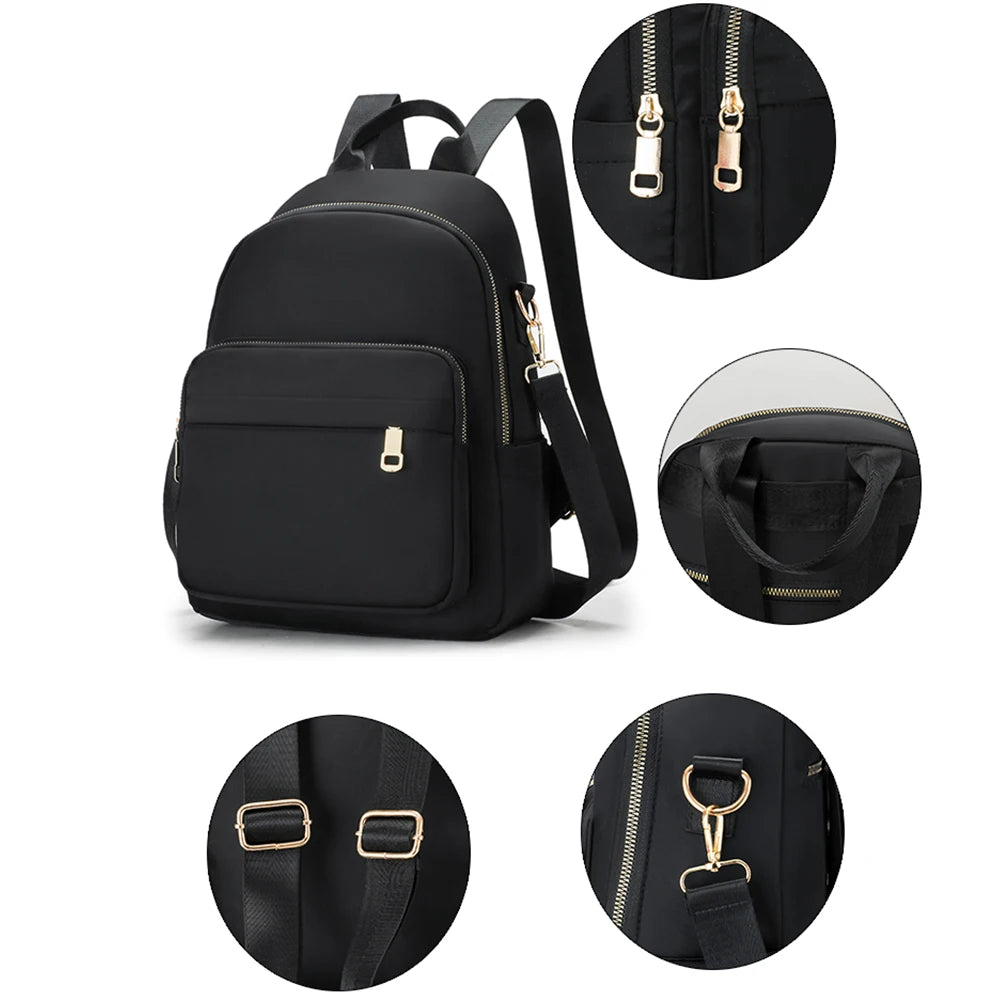 Women Large Capacity Nylon Shoulder Bag Zipper School Bag