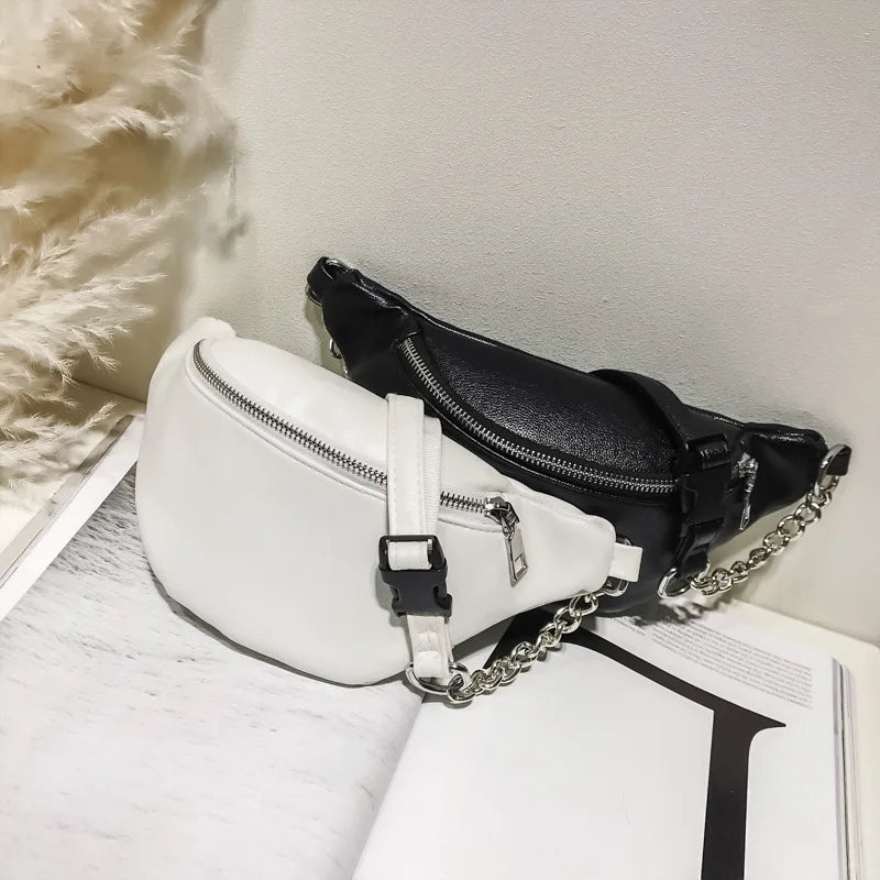 Women PU Leather Waist Fanny Pack Money Belt Bag