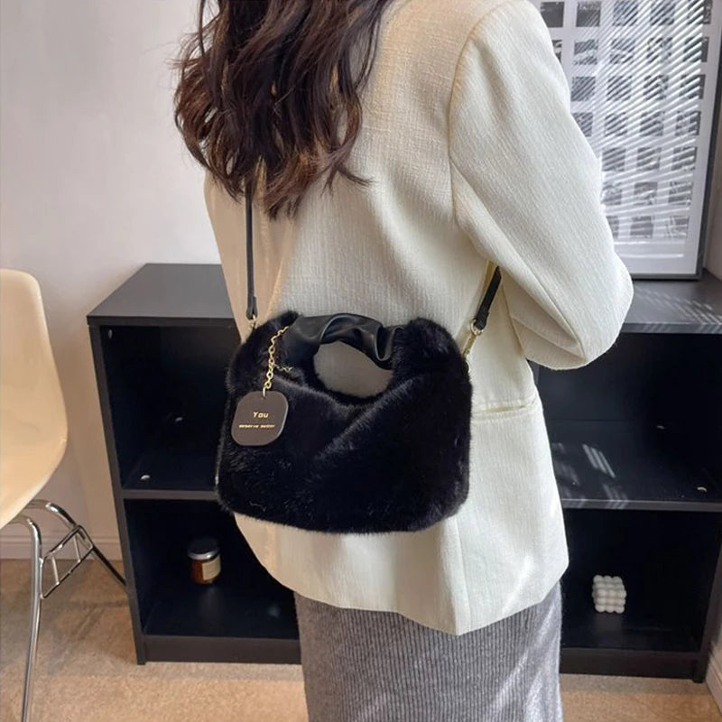 Faux Fur Small Shoulder Crossbody Bag Tote for Women