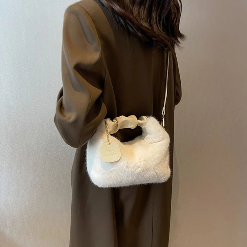 Faux Fur Small Shoulder Crossbody Bag Tote for Women