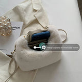 Faux Fur Handbag Small Lady Shoulder Crossbody Bag Casual Tote