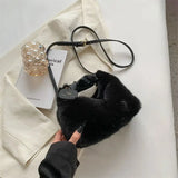 Faux Fur Handbag Small Lady Shoulder Crossbody Bag Casual Tote