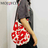 Women Flower Knitted Shoulder Bag Large Capacity Travel Tote