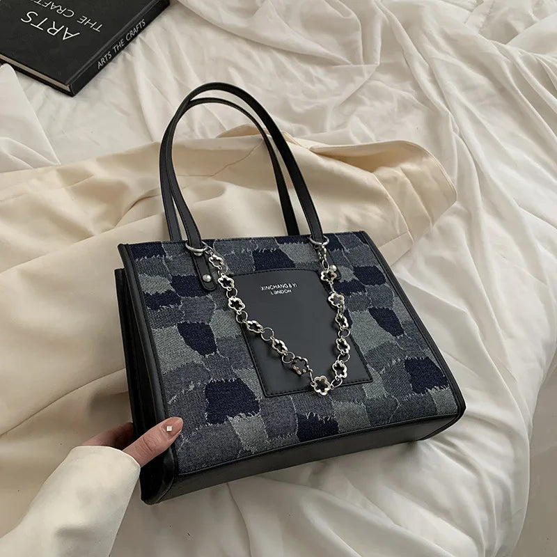 Women Flower Totes Ins Large Capacity Shoulder Handbag Pure All-Match