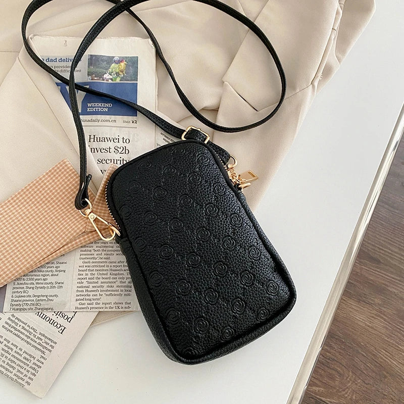 Women Flowers Handbags Soft Leather Shoulder Bag Cell Phone Purse Small Crossbod