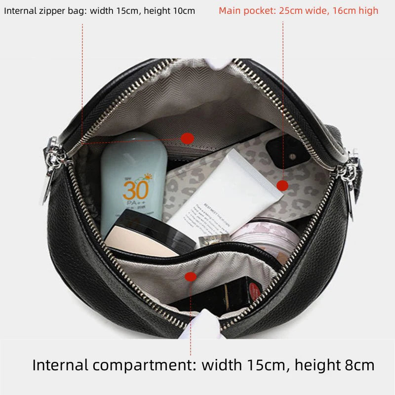 Women Leather Shoulder Bag Totes Waterproof Cowhide Handbag