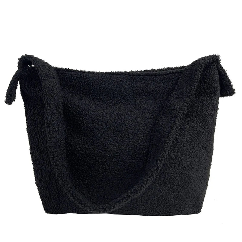 Cartoon Plush Shoulder Bag Large Capacity Messenger Satchel Tote Bookbag