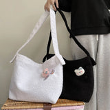 Cartoon Plush Shoulder Bag Large Capacity Messenger Satchel Tote Bookbag