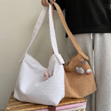 Cartoon Plush Shoulder Bag Large Capacity Messenger Satchel Tote Bookbag